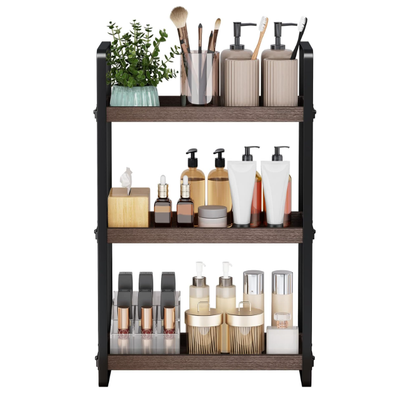 Bathroom Counter Organizer,Bathroom Countertop Organizer,Counter Shelf,Countertop Storage,Organization and Storage,Makeup Shelf,Sink Caddy(Brown 3 Tier)